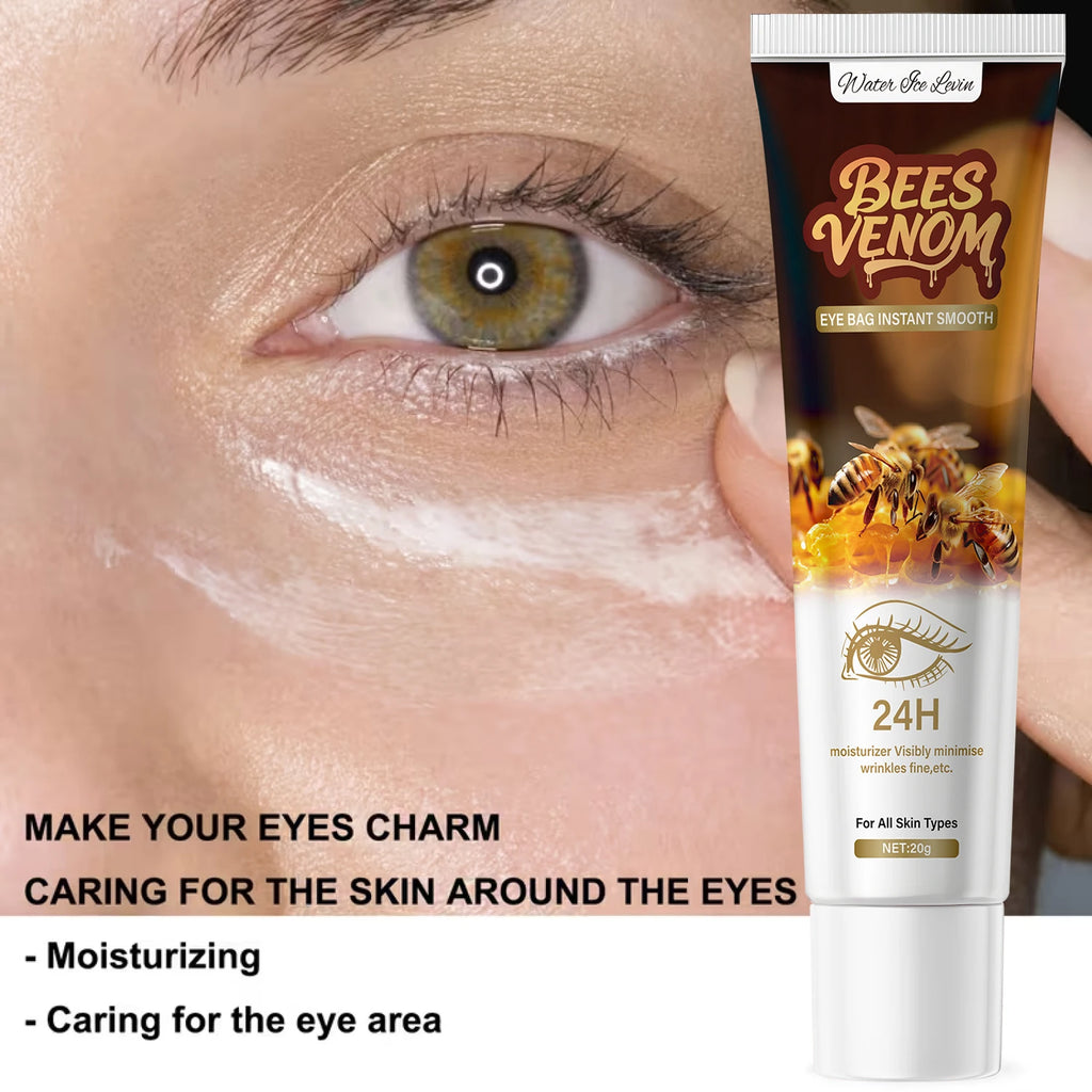 Firming Bee Venom Eye Cream for Under Eye Bags & Dark Circles,Moisturizer with Hyaluronic Acid & Collagen, All Skin Types Qme