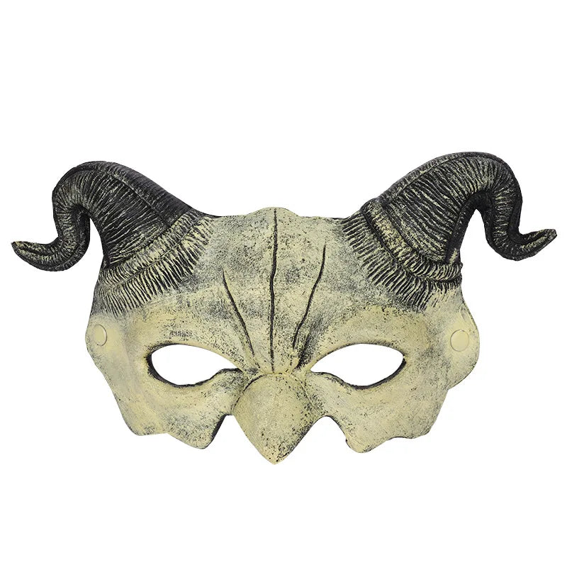 Halloween Half Face Eye Masks Horror PU Demon Masque Woman Men Halloween Carnival Party Cosplay Props Accessories Qme WHITE