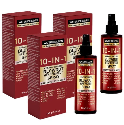 10-in-1 Keratin Heat Protect Spray, Smooth Blowout Anti-Frizz, Protects Up to 450°F with Hyaluronic Acid & Biotin Qme Shine Enhancing