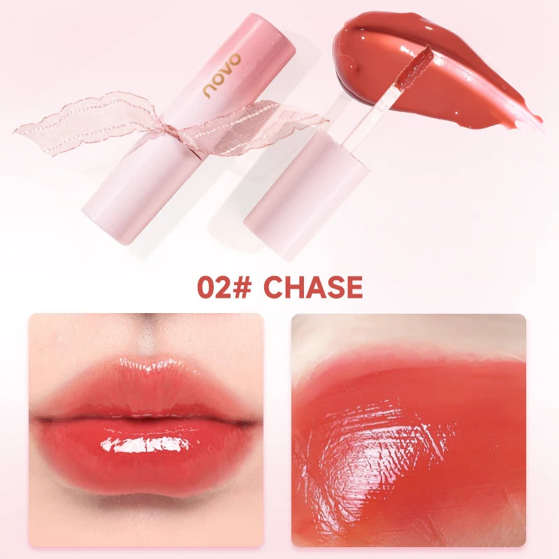 Hydrating 3D Glossy Lip Gloss&Lipstick,Water Gloss Mirror Lip Glaze, Long Lasting,Non-Sticky,High Gloss Effect, For Eyes,Cheeks Qme 02