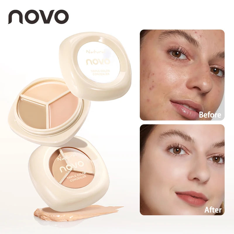 Three-color Concealer Palette Waterproof Long-lasting Contouring Qme