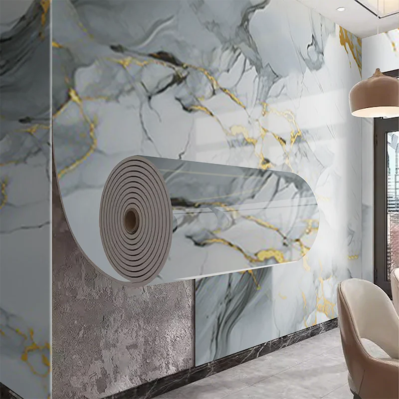 Marble Pattern Wall Panel Peel and Stick Wallpaper Decorative European Style Wall Art for Living Room Bedroom Home Decoration Qme