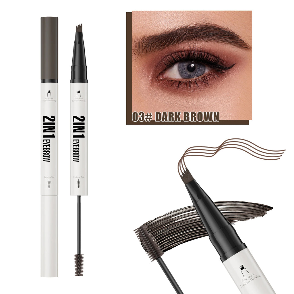 4D Microblading Eyebrow Pen 4 Forks Tip Eyebrow Tattoo Pencil Long Lasting Fine Sketch Liquid Eye Brow Make Up Qme 9712-3
