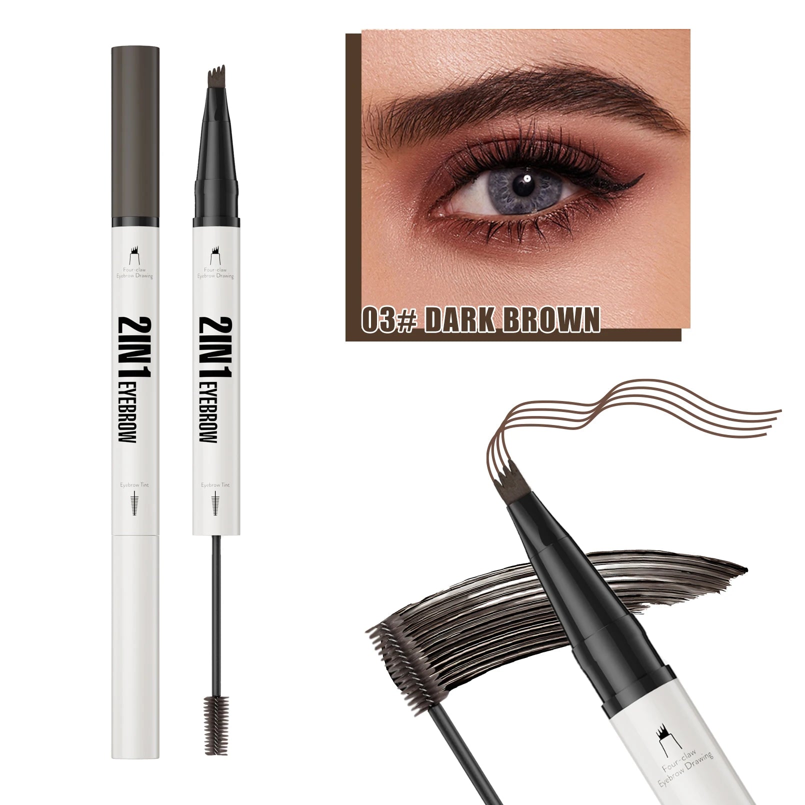 4D Microblading Eyebrow Pen 4 Forks Tip Eyebrow Tattoo Pencil Long Lasting Fine Sketch Liquid Eye Brow Make Up Qme 9712-3