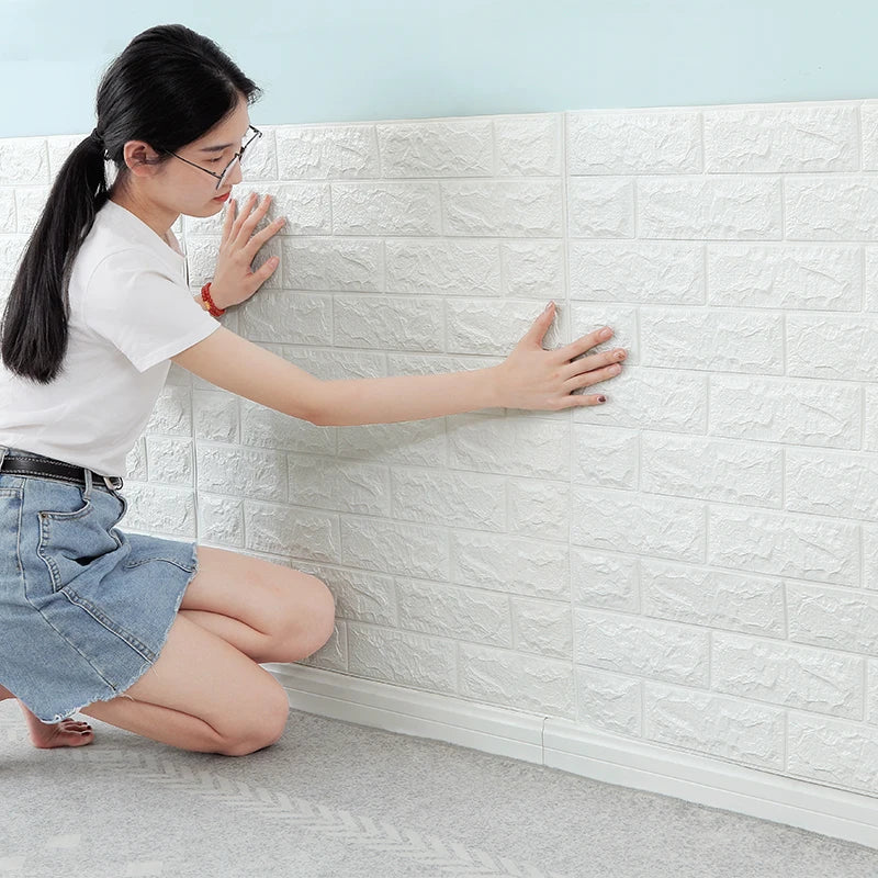 3D Foam Wall Stickers Retro Wallpaper Ceiling Self Adhesive Qme