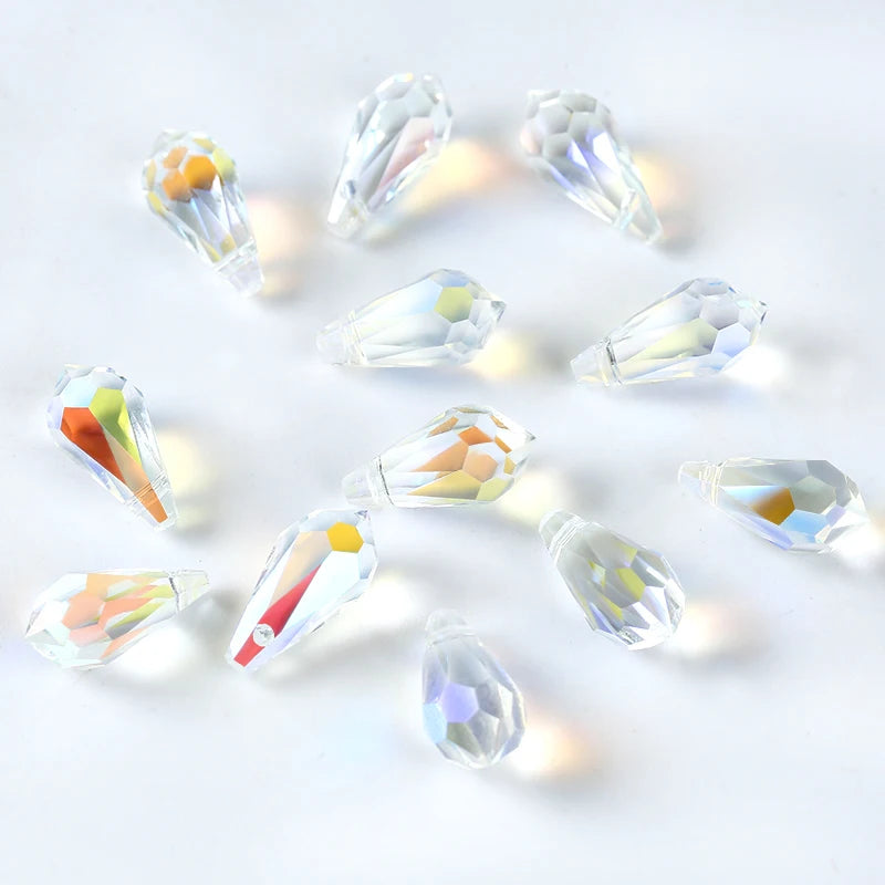 Wholesale Drop Crystal Ab Beads Gemstone Waterdrop Faceted Glass Loose Beads for Jewelry Making, Earrings, Necklace ,Bracelets Qme