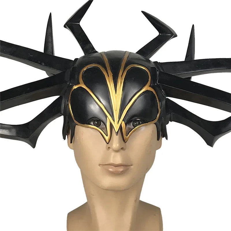 Movie Thor 3 HeLa Cosplay Helmet Death Goddess PVC Headdress Legends Hela Mask Adult Women Halloween Party Performance Props Qme