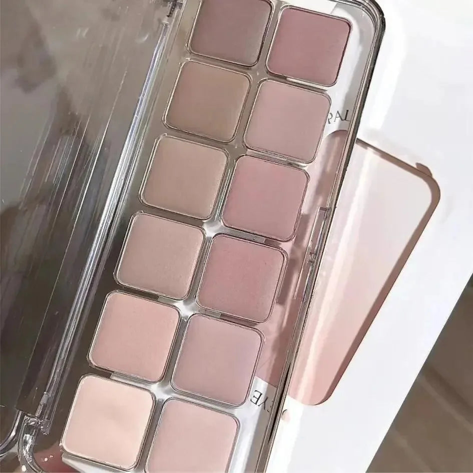 12-Color Low-saturation Eyeshadow Palette Matte Apricot Everyday Qme