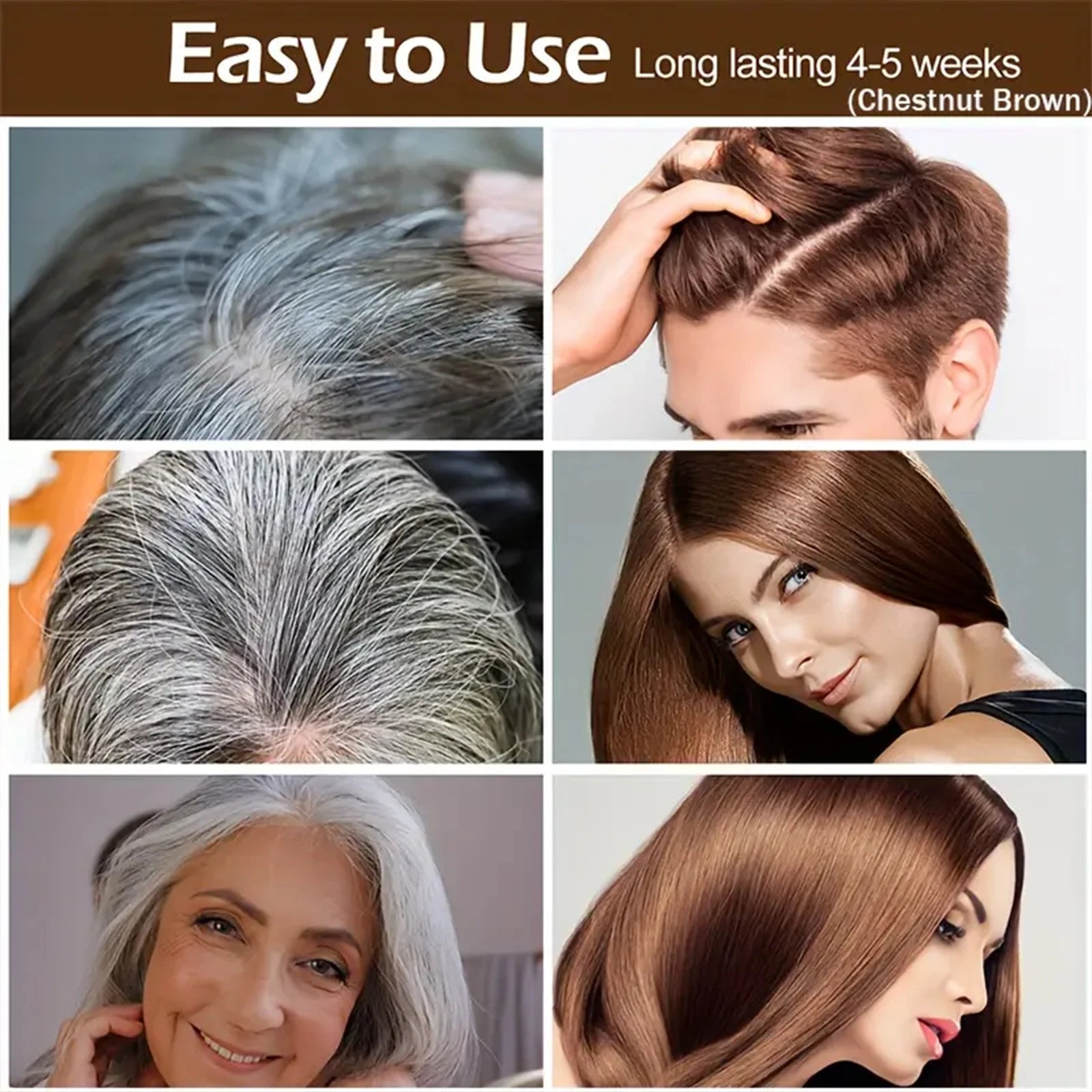 Water Ice Levin Natural Brown Hair Dye Shampoo 100ml Ginger Ginseng Oil Mild Coloring Smooth Frizzy Hair Care Qme