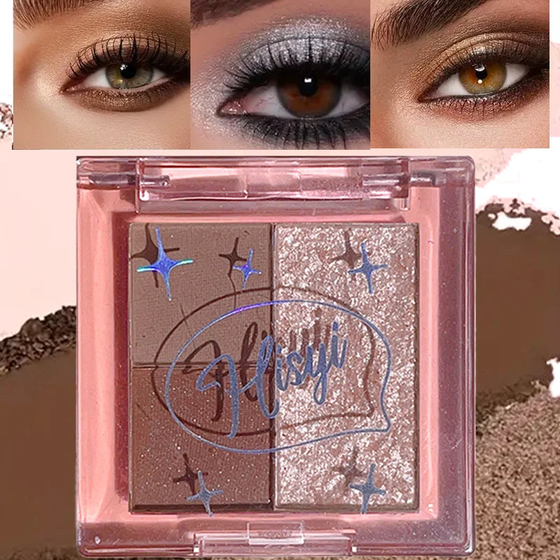 3-Color Eyeshadow Palette Compact Lightweight Matte Glitter Earthy Qme