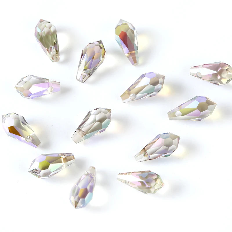 Wholesale Drop Crystal Ab Beads Gemstone Waterdrop Faceted Glass Loose Beads for Jewelry Making, Earrings, Necklace ,Bracelets Qme 6 5.5x11mm 84pcs