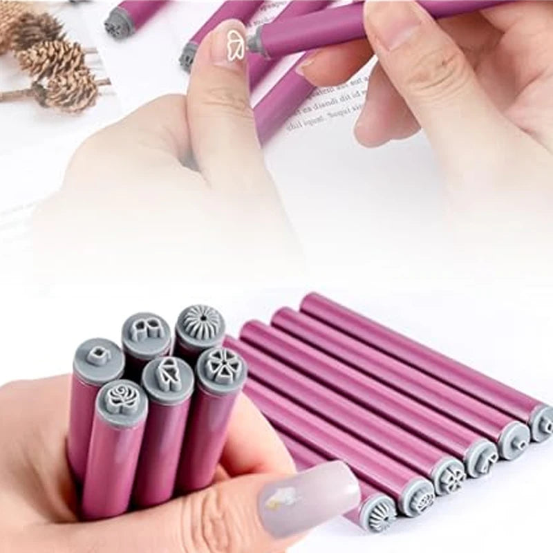 6 Professional Nail Art Stamping Pen DIY Design Templates Women Tools Qme
