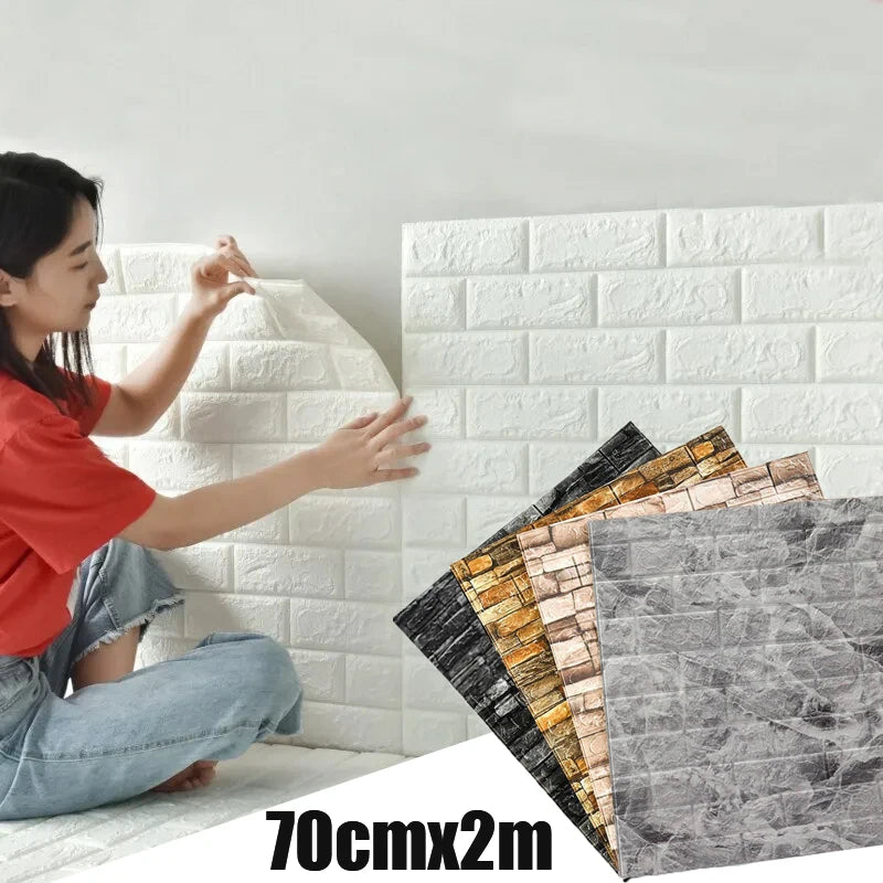 70CM 3D Wall Sticker Self Adhesive Background Decor XPE Foam Material Peel and Stick Wall Stickers Removable and Waterproof Qme