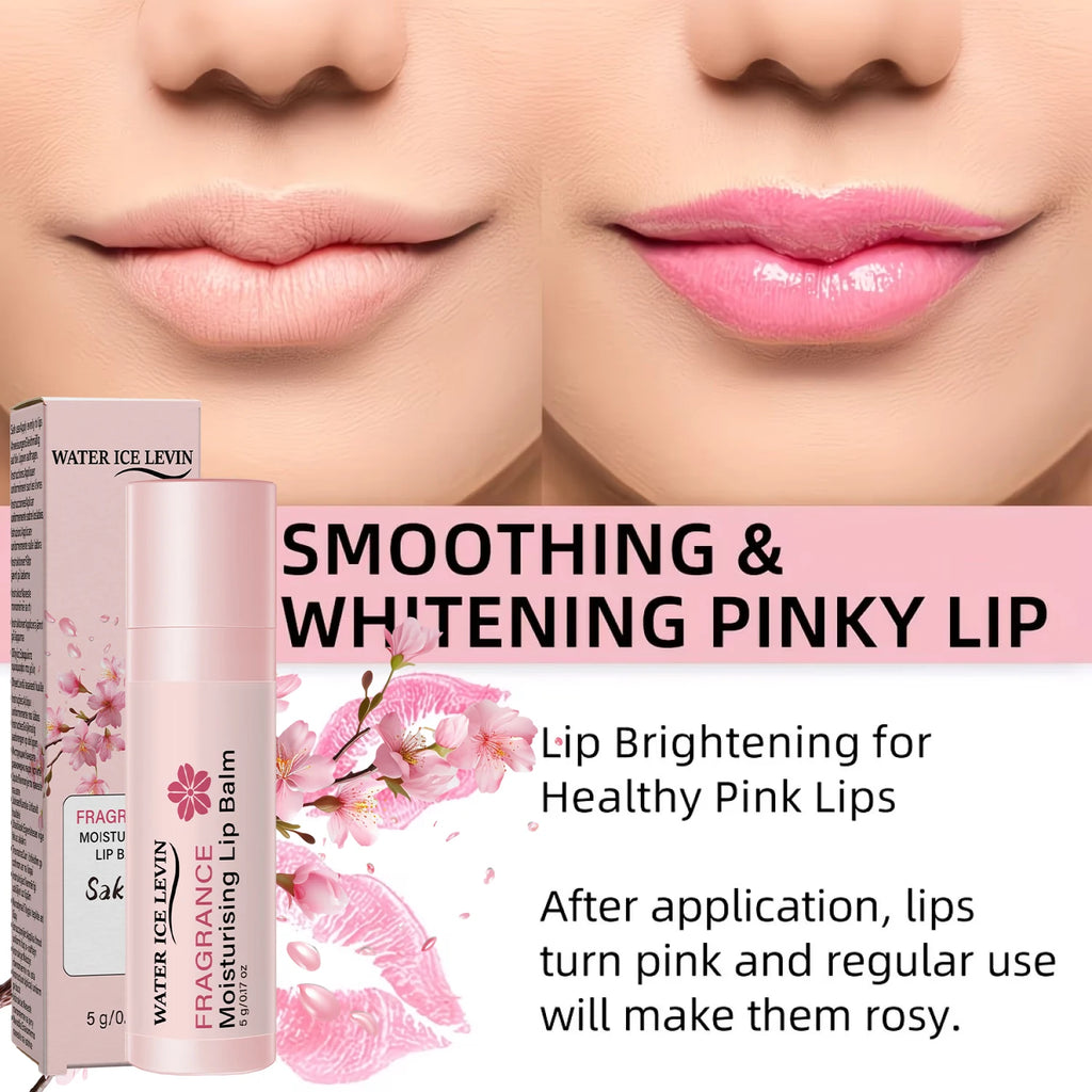 Water Ice Levin Sakura Fragrance Lip Balm Long Lasting Moisturizing Collagen Nourish Chapped Lips Qme