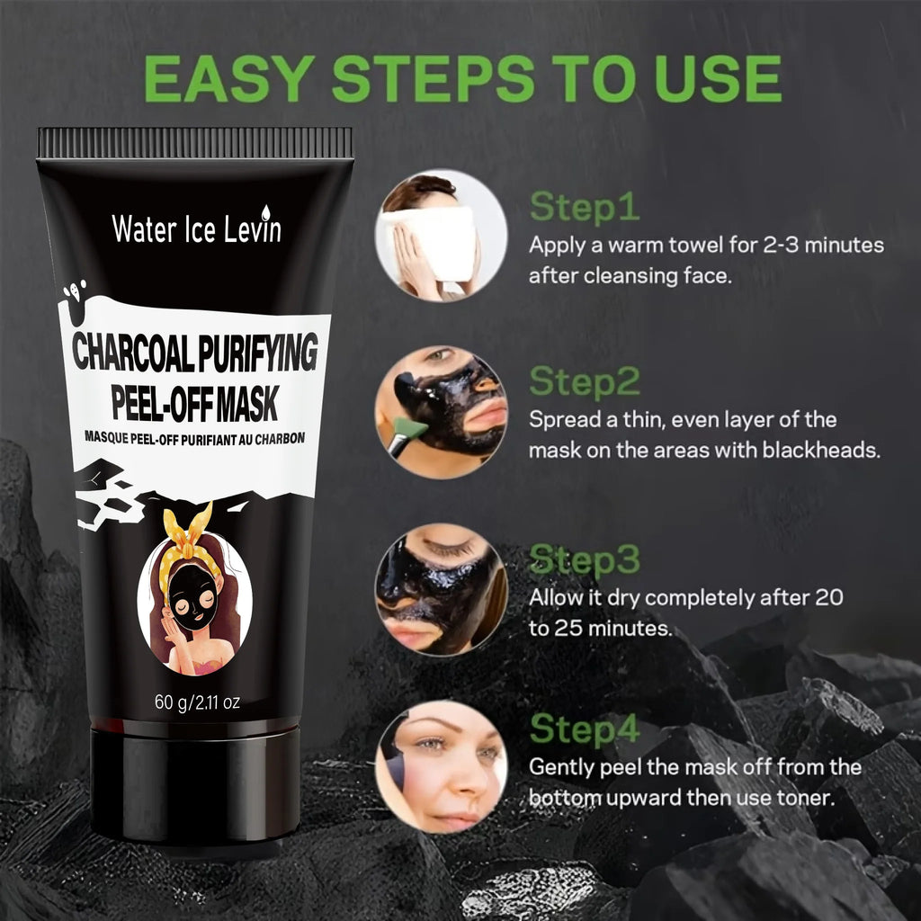 Charcoal Peel Off Facial Mask Rosemary Extract Biotin Keratin Deep Purify Pores Moisturizing Tighten Skin Care Mask 60g Qme