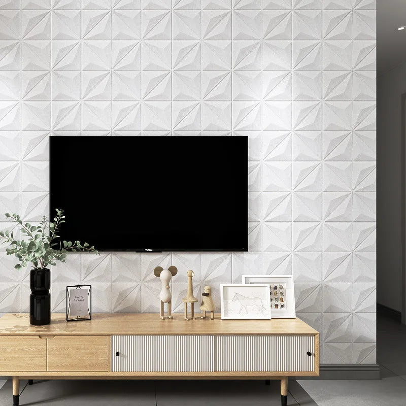 35*35cm 3d Room Decor Warm Decoration Self-adhesive Wall Stickers Ceiling Background Foam Waterproof Anti-collision Wallpaper Qme