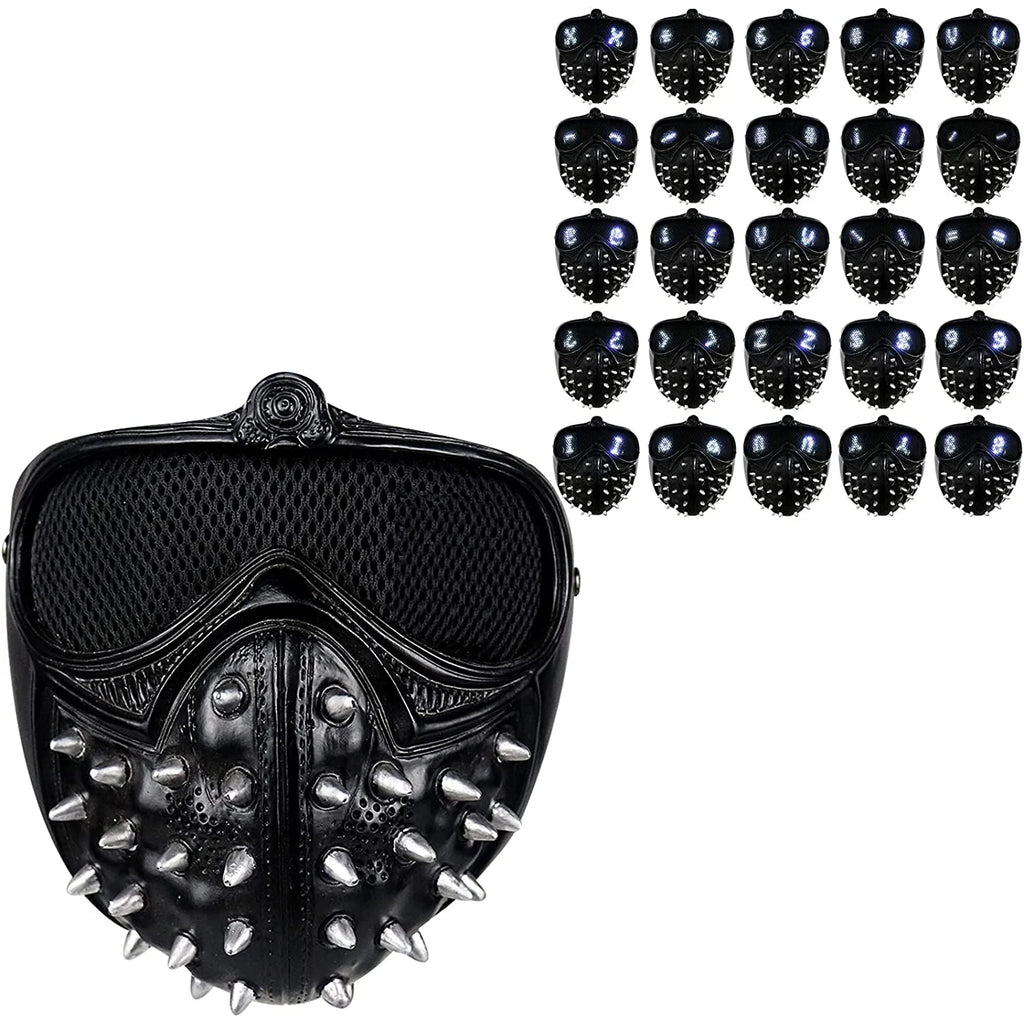 Game Watch Dogs 2 Marcus Wrench Cosplay Resin LED Mask 25 Kinds Of Led Expression Light Rivet Masks Qme