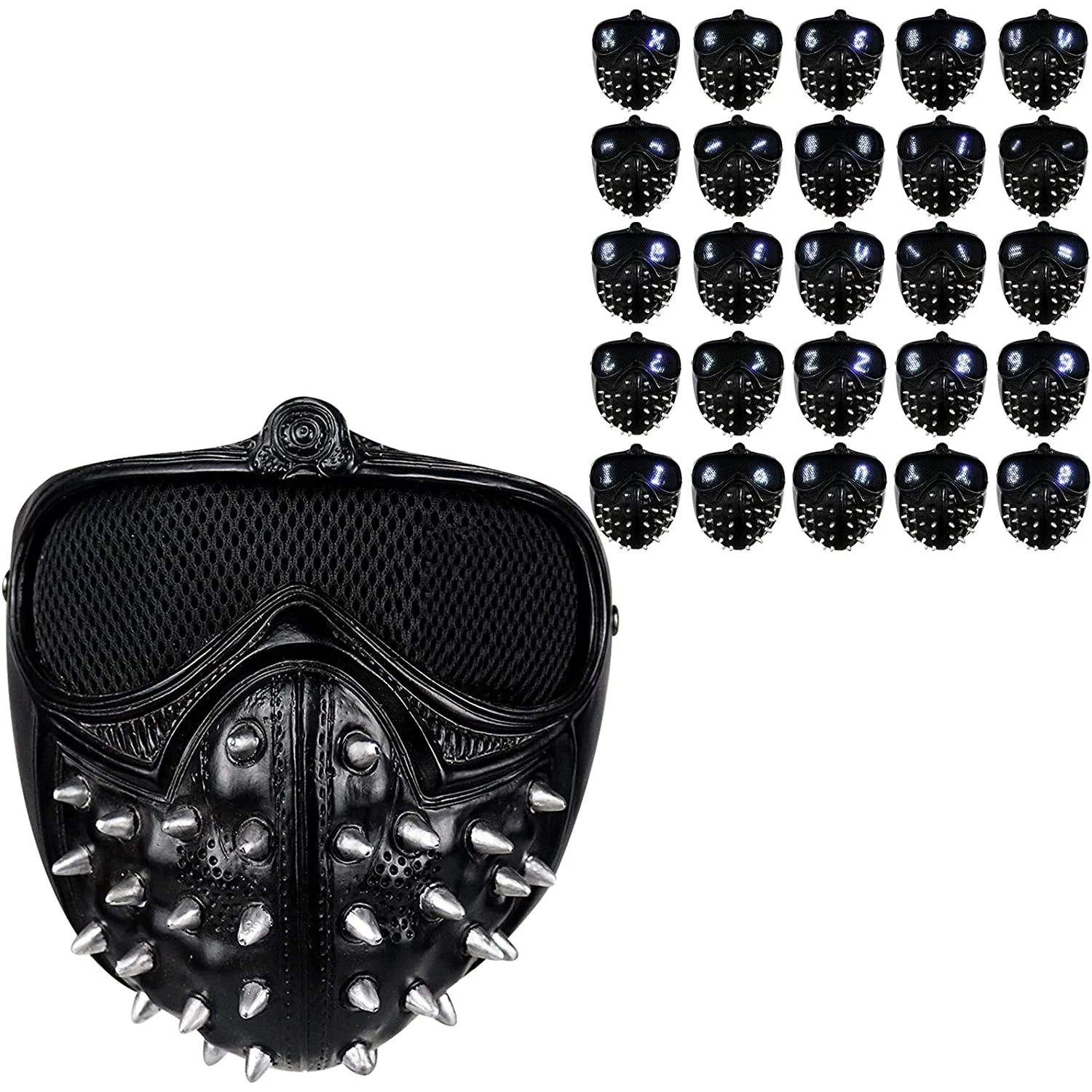 Game Watch Dogs 2 Marcus Wrench Cosplay Resin LED Mask 25 Kinds Of Led Expression Light Rivet Masks Qme