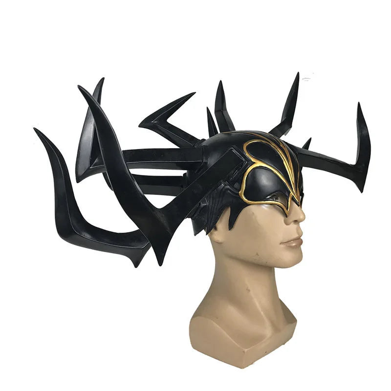 Movie Thor 3 HeLa Cosplay Helmet Death Goddess PVC Headdress Legends Hela Mask Adult Women Halloween Party Performance Props Qme