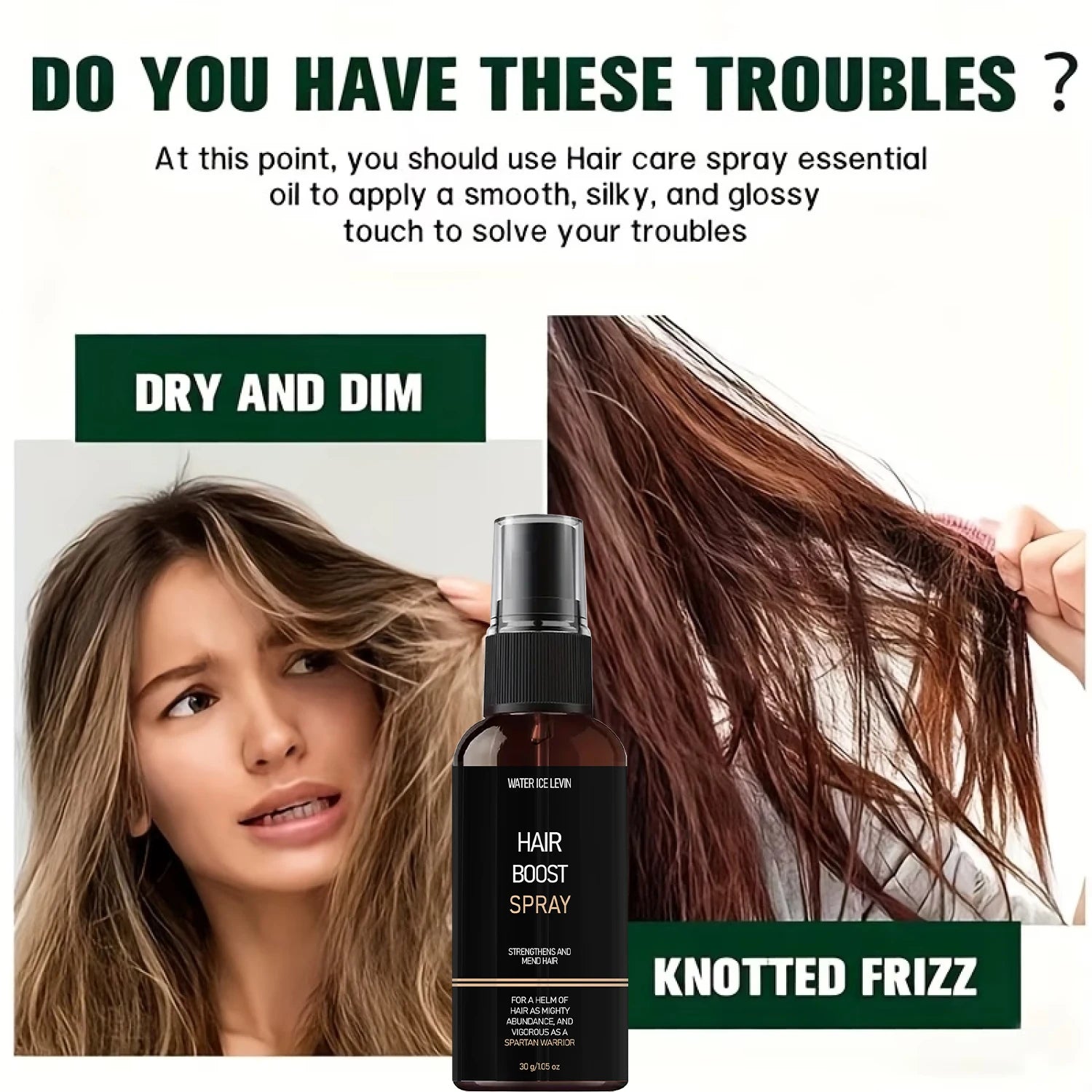 Hair Boost Spray, Strengthens & Repairs Hair with Biotin, Keratin & Hyaluronic Acid for Healthy Hair Qme