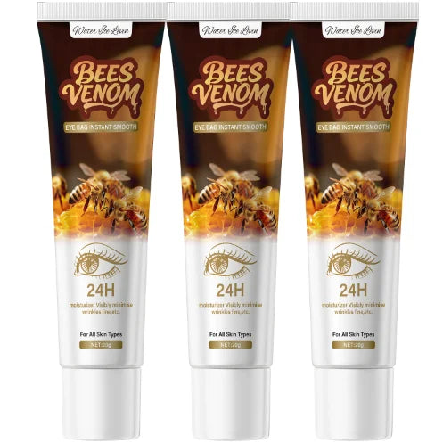 Firming Bee Venom Eye Cream for Under Eye Bags & Dark Circles,Moisturizer with Hyaluronic Acid & Collagen, All Skin Types Qme Brown 20g