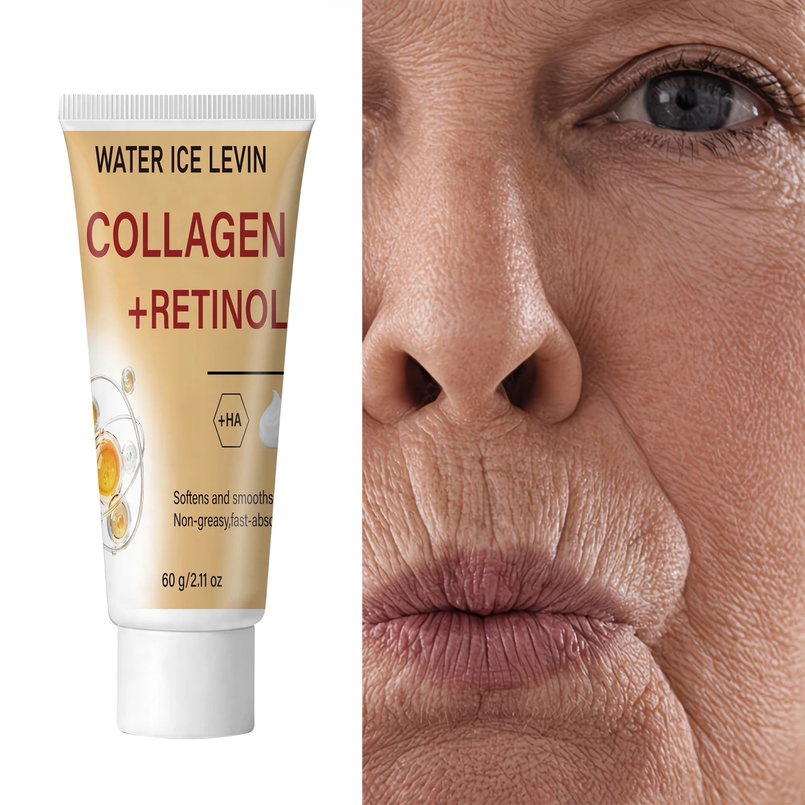 Water Ice Levin Collagen Retinol HA Face Cream 60g Hydrating Firming Smooth Non-Greasy Anti-Aging Facial Skin Care Cream Qme