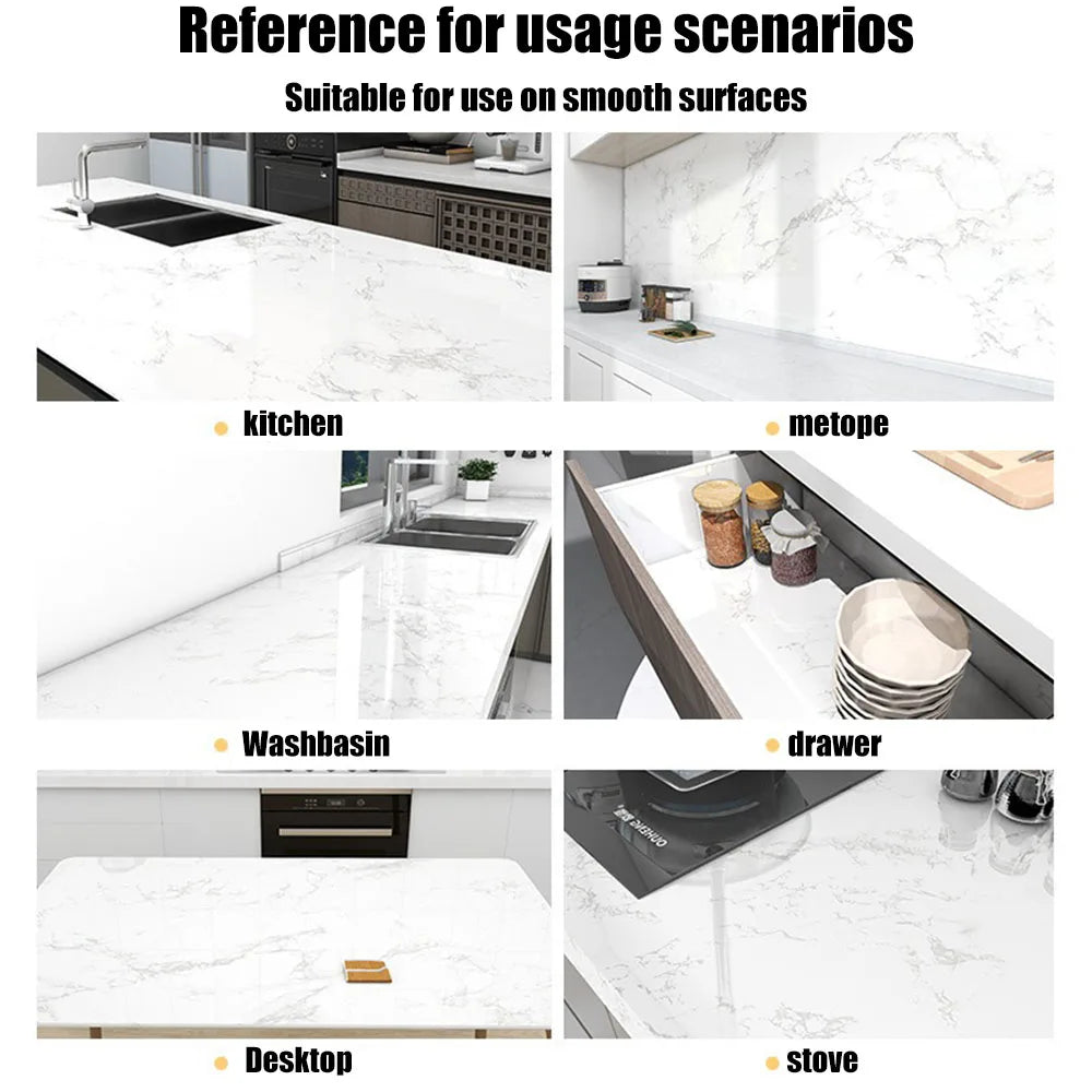 60cm Marble Self-adhesive Wallpaper Bathroom Kitchen Dining Room Cabinet Countertop Wall Sticker Waterproof And Mildew Proof Qme