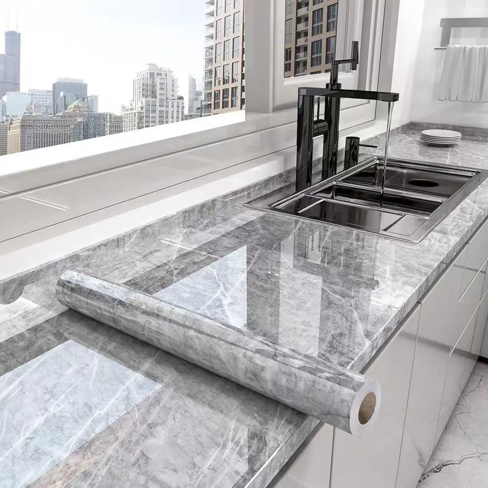 Kitchen Oil-Proof Film Stove Waterproof Moisture-Proof Self-Adhesive Wallpaper Countertop Cabinet Renovation Tile Marble Sticker Qme