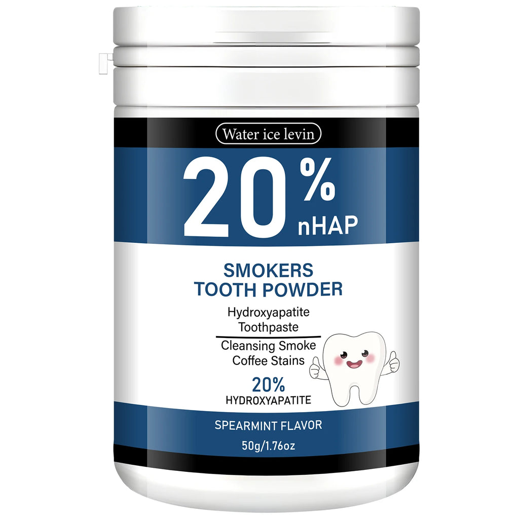 20% Hydroxyapatite Tooth Powder for Smokers, Remove Coffee & Smoke Stains, Gum Care & Fresh Breath Spearmint. Qme WHITE Option 1