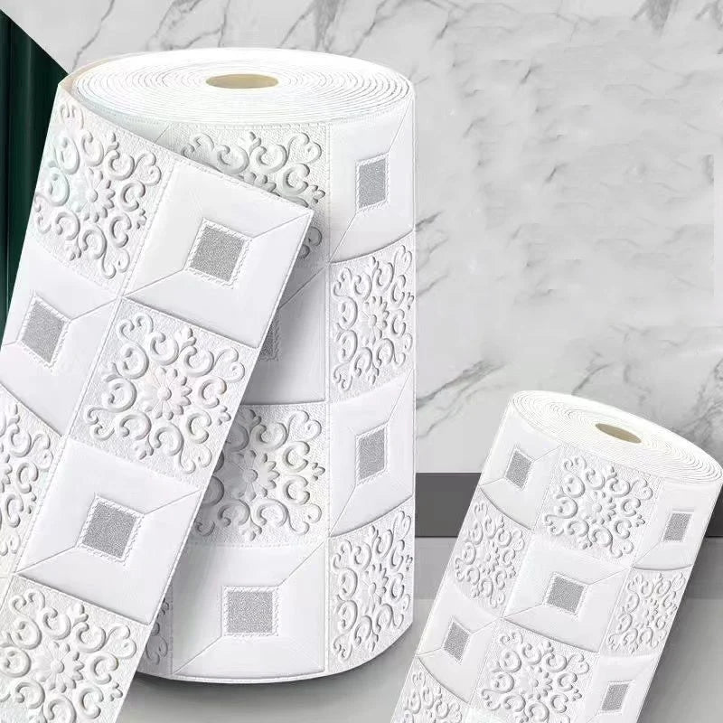 70cm High Quality DIY 3D Wallpaper Moisture Proof Modern Home Decoration Self-adhesive Waterproof Wall Stickers Brick Pattern Qme Sliver 2 70CM X 2M