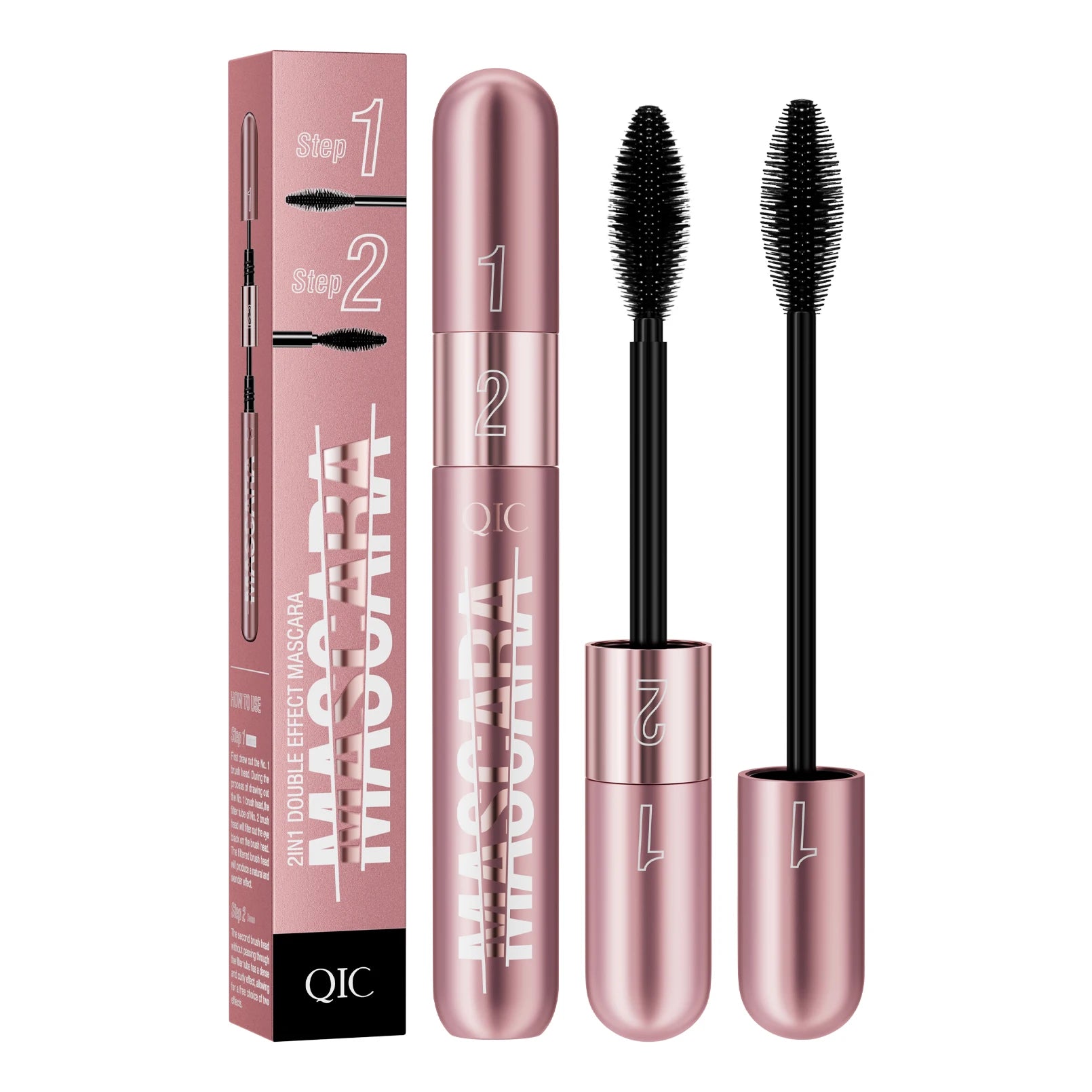 Dual-effect Waterproof Sweatproof 4D Mascara, Thick Lengthening Anti-smudge Dense Long-lasting Curling Eye Makeup Qme