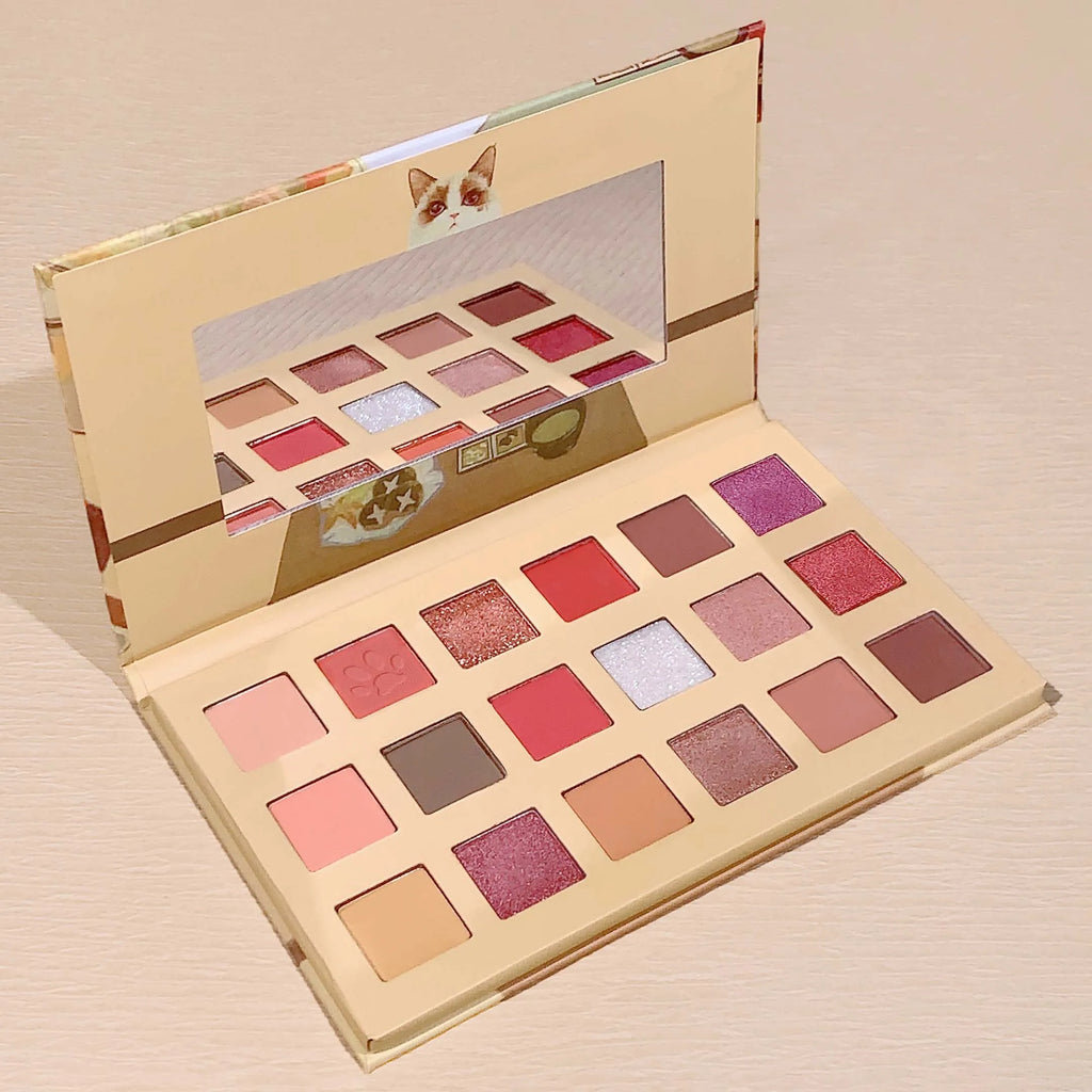 18-Color Cat Eyeshadow Palette Affordable Pearlescent Matte Designed Qme