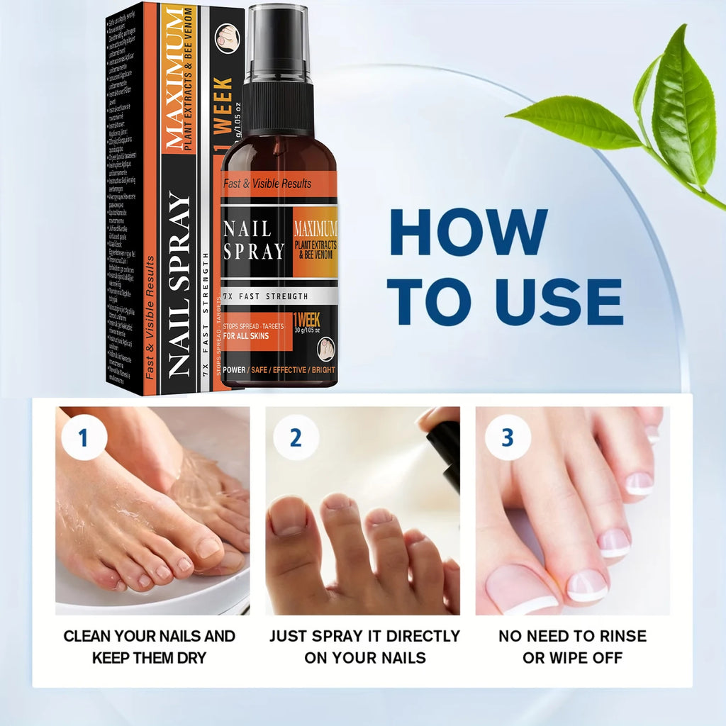 Nail Spray Fast & Visible Result, Strengthening & Repair with Bee Venom, Collagen & Hyaluronic Acid Qme