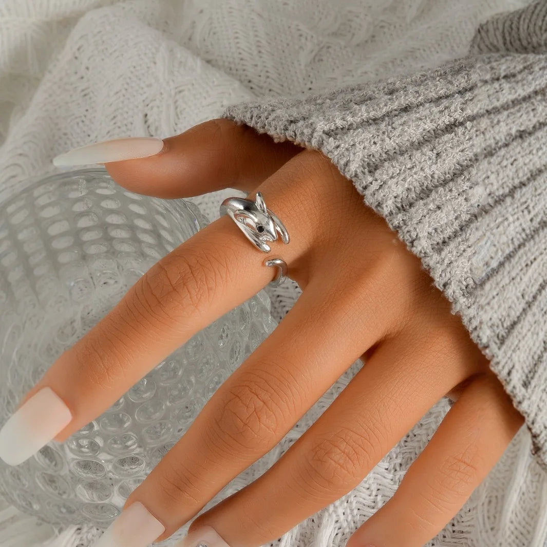 Cute Vintage Mouse Animal Finger Ring for Women Antique Silver Color Gothic Girls Knuckle Rings Fancy Gift 2023 Hot Jewelry Qme