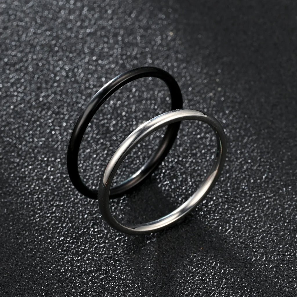 2/3/4mm Thin Stackable Ring Exquisite Stainless Steel Plain Band Knuckle Midi Ring Women Girl Size 5-13 Simple Punk Korean Decor Qme