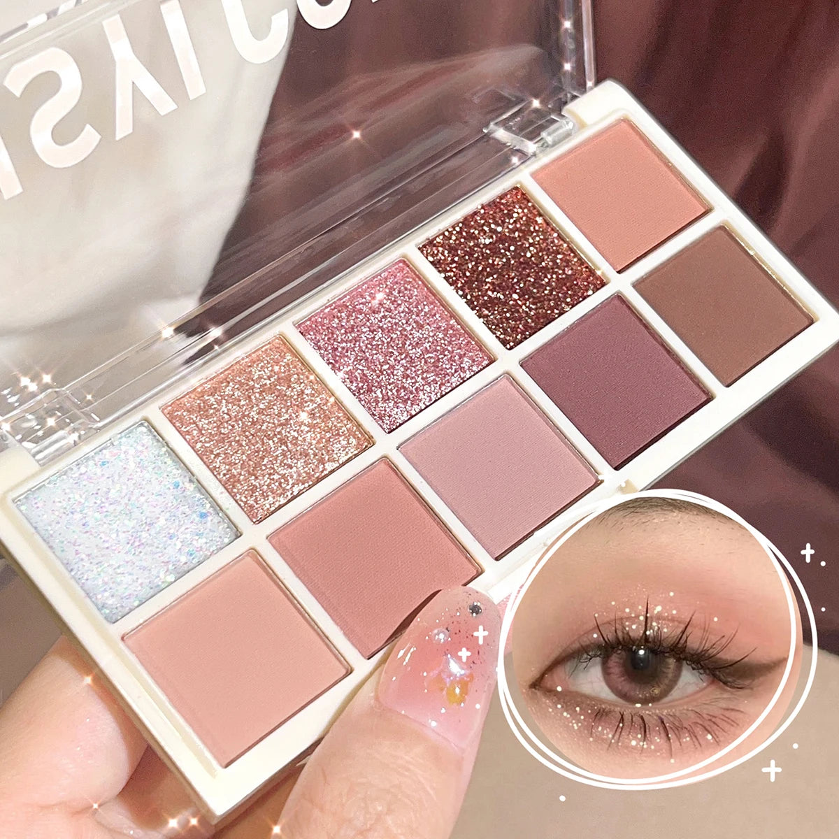 10-Color Eyeshadow Palette Highlight Matte Multi-style Brighten Nose Qme