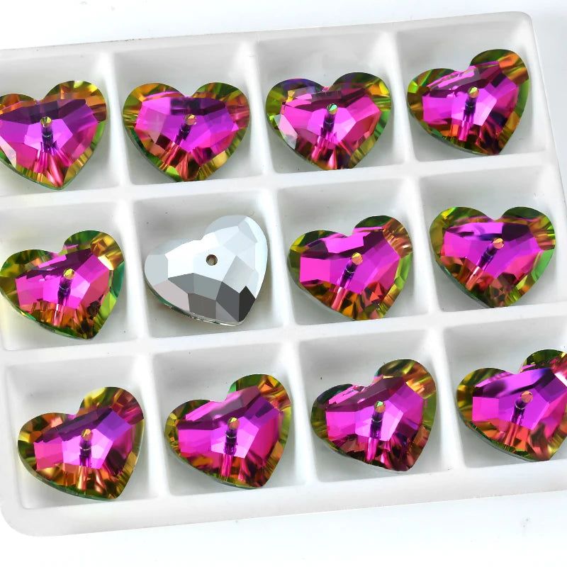 12Pcs Austria Crystal Pendant Loose Rhinestone Beads Charms Glass Jewelry Gems Stones for DIY Necklace Jewelry Making 11Styles Qme 6264 001VR