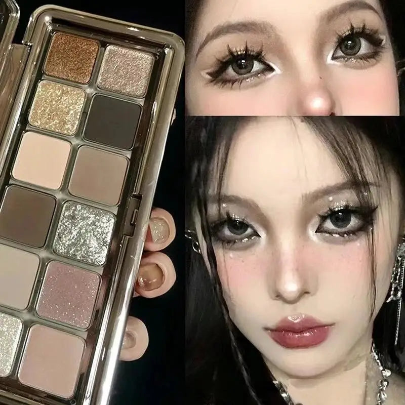 12-shade Eyeshadow Palette Shimmering Shimmer Matte Finishes Qme