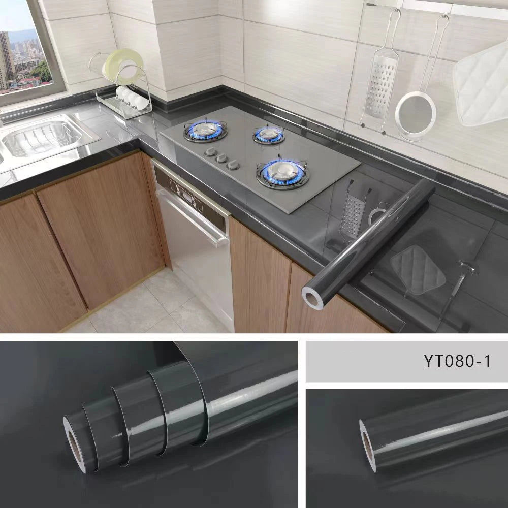 Kitchen Oil-Proof Film Stove Waterproof Moisture-Proof Wallpaper Countertop Self-Adhesiv Cabinet Renovation Tile Marble Sticker Qme YT080-1 60cmX1m