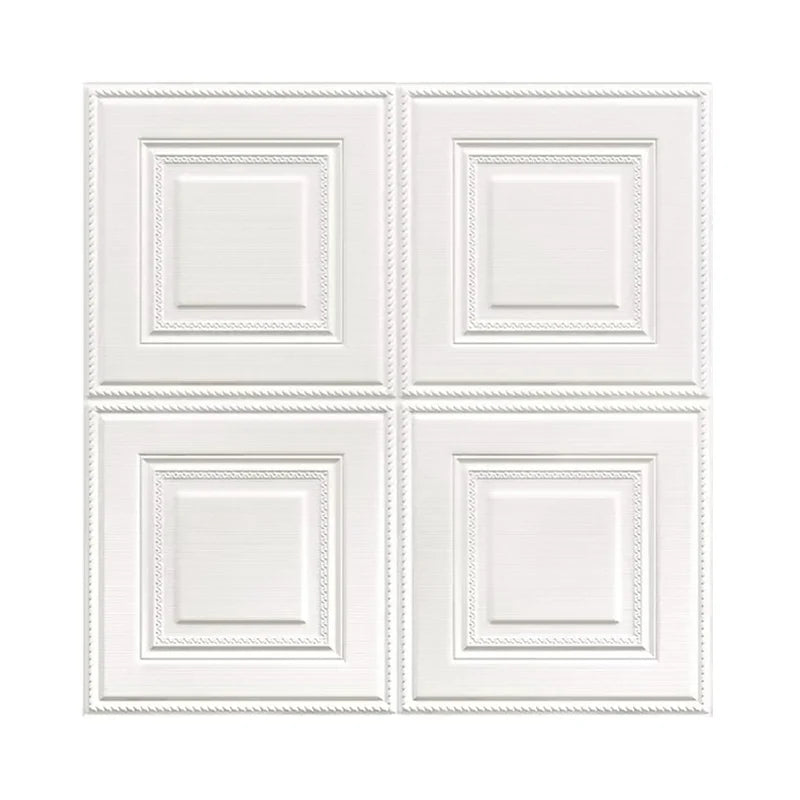 35*35cm 3D Room Decor Warm Decoration Self-adhesive Wall Stickers Foam Waterproof Anti-collision Wallpaper Ceiling Background Qme white 35cmX35cm-5pcs