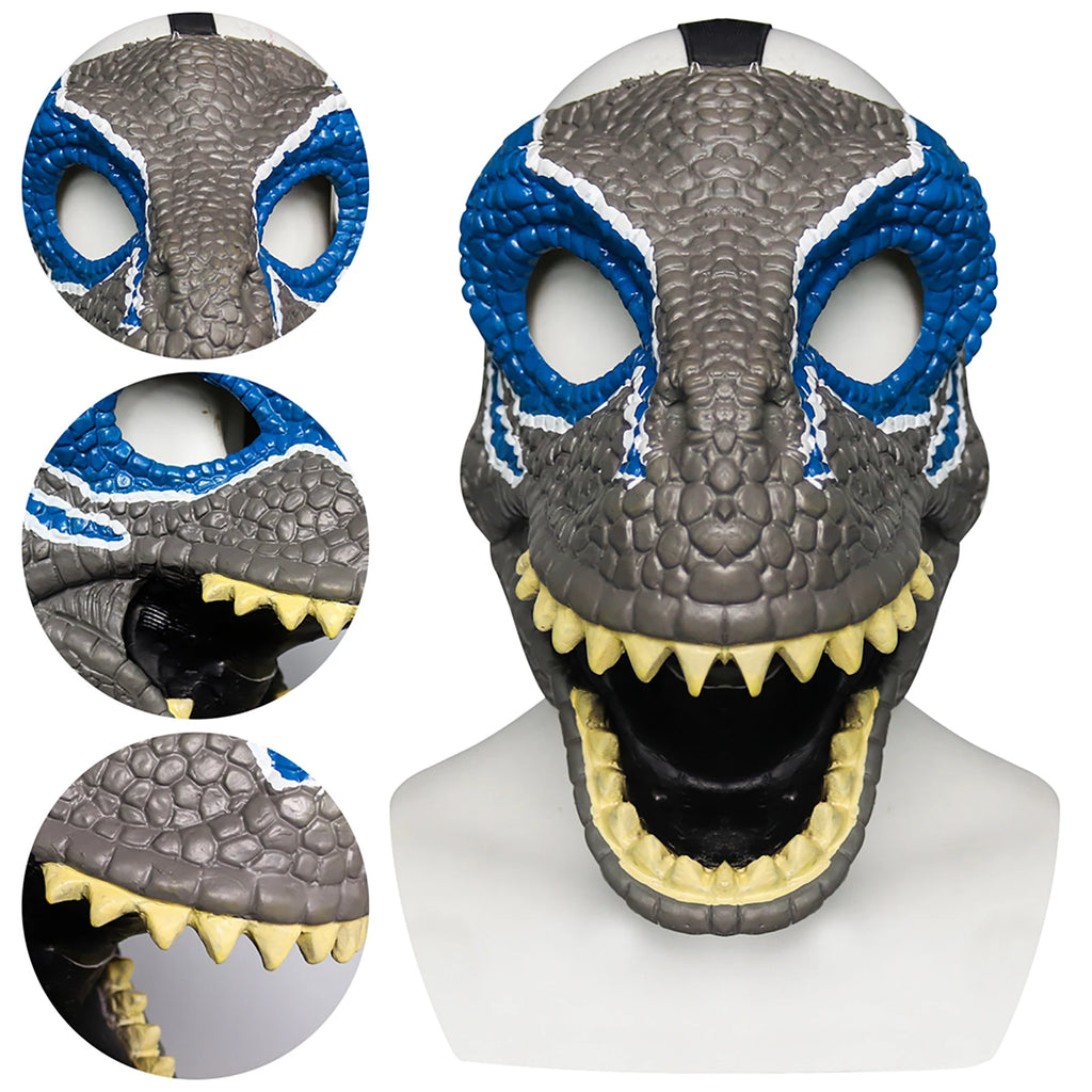 Dragon Dinosaur Mask Open Mouth Lifelike Latex Dinosaur Headgear Dino Mask Halloween Party Cosplay Prop Qme