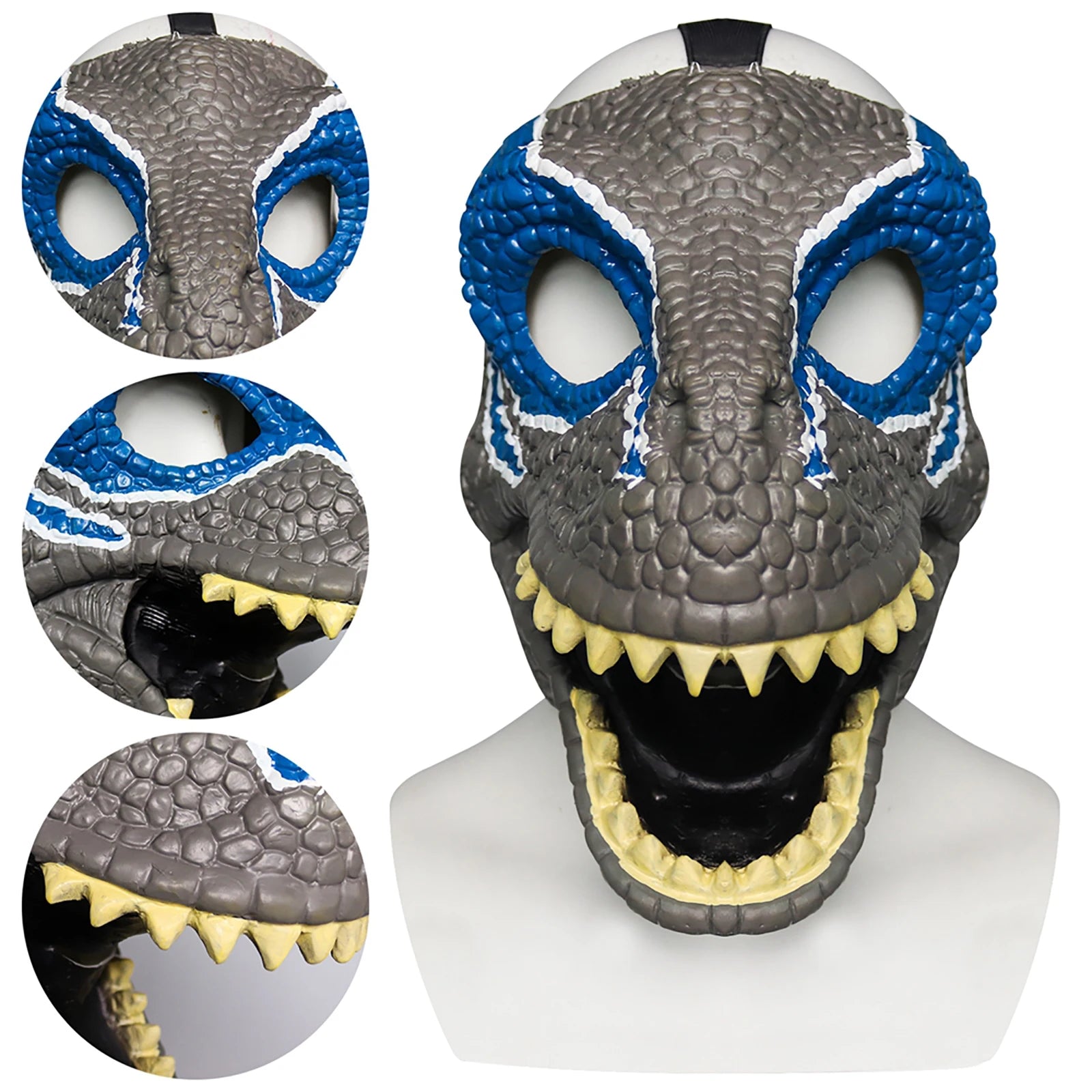 Dragon Dinosaur Mask Open Mouth Lifelike Latex Dinosaur Headgear Dino Mask Halloween Party Cosplay Prop Qme