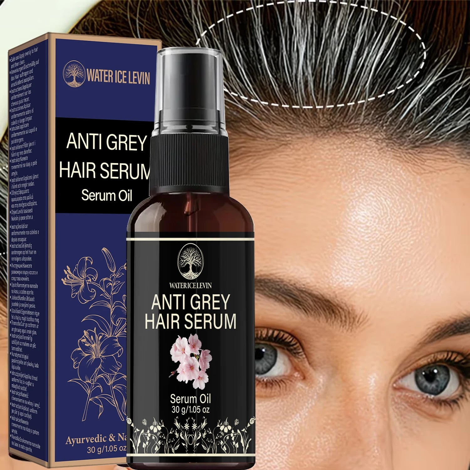 Water Ice Levin Natural Herbal Hair Care Serum Oil 30g Caffeine Collagen HA Nourish Scalp Smooth Dry Hair Root Care Essence Qme