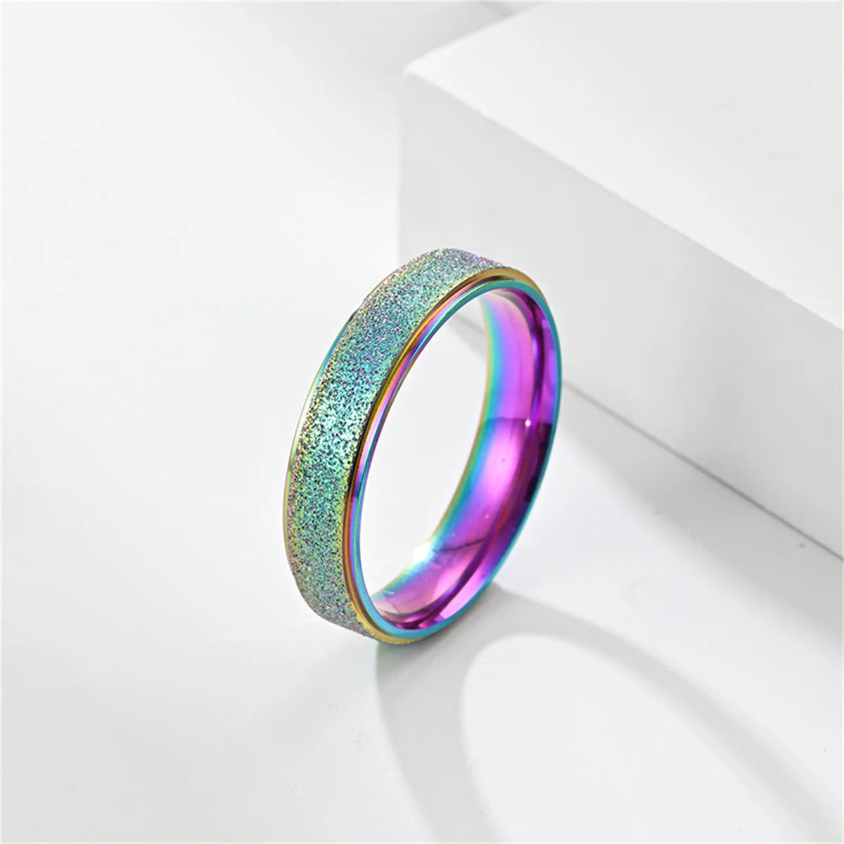 Cool 6MM Anxiety Relief Spinner Ring for Women and Man Stainless Steel Sand Blast Glitter Finish Gold Color Fidget Ring Band Qme cai 7
