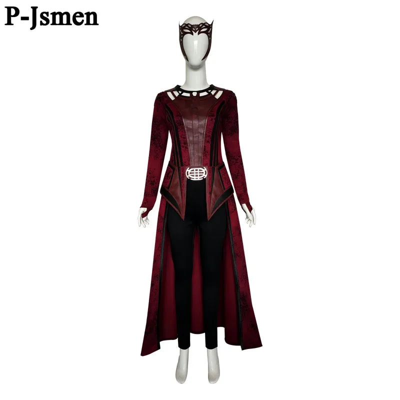 P-Jsmen Scarlet Witch Wanda Vision Cosplay Costume Scarlet Witch Maximoff Women Halloween Carnival Mask Suit Halloween Costume Qme