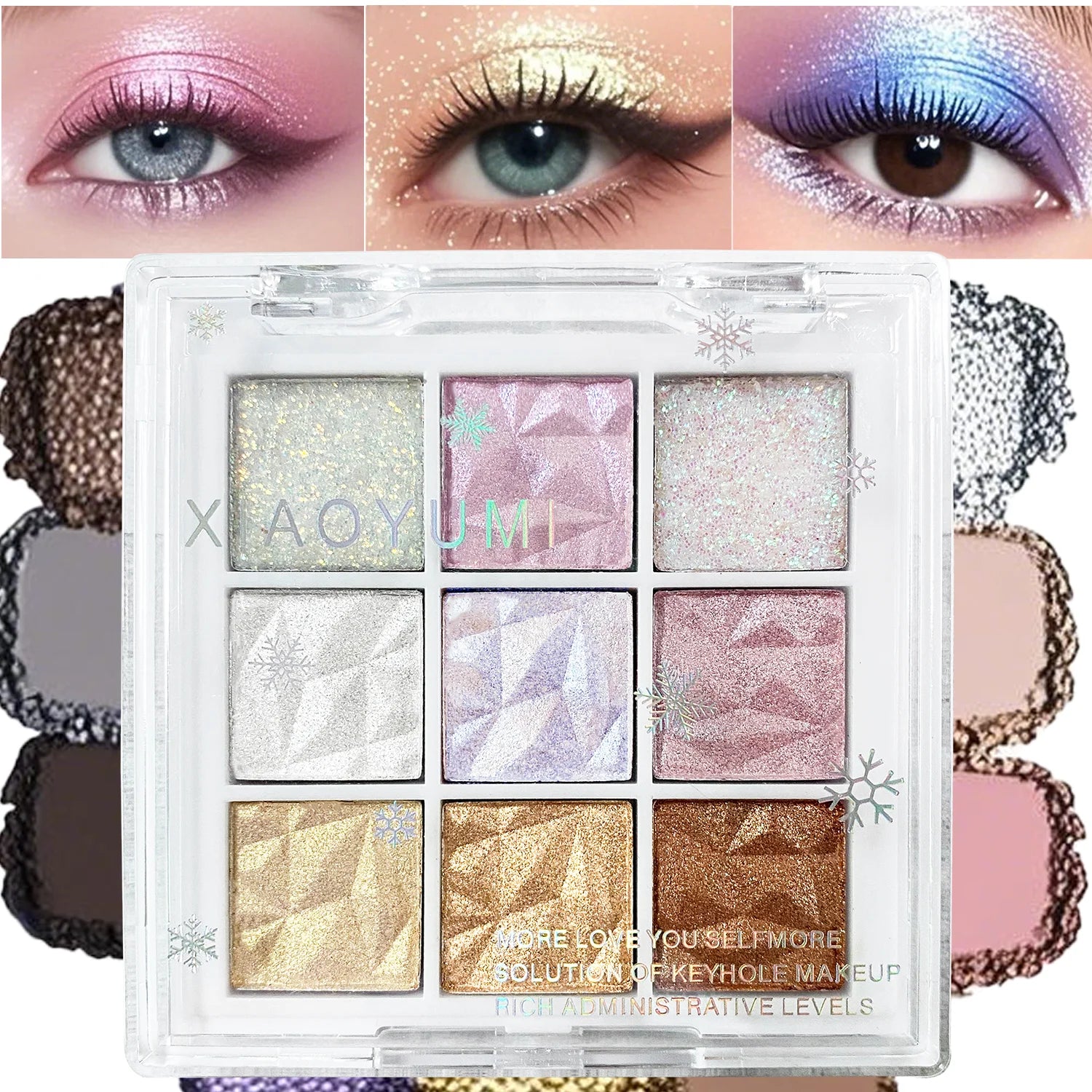 9-Color Snowflake Eyeshadow Palette Shimmer Glitter High-pigment Qme