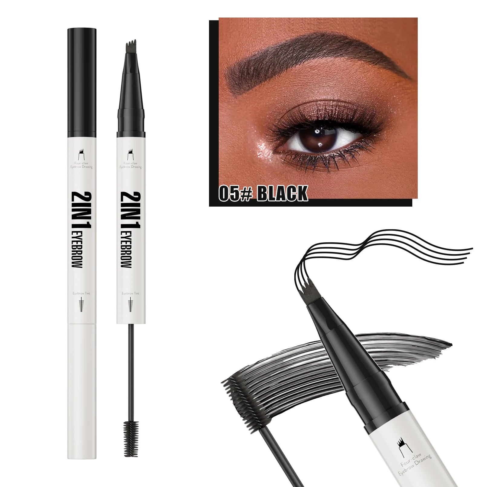 4D Microblading Eyebrow Pen 4 Forks Tip Eyebrow Tattoo Pencil Long Lasting Fine Sketch Liquid Eye Brow Make Up Qme 9712-5