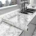 Kitchen Oil-Proof Film Stove Waterproof Moisture-Proof Self-Adhesive Wallpaper Countertop Cabinet Renovation Tile Marble Sticker Qme snow 60cmX5m