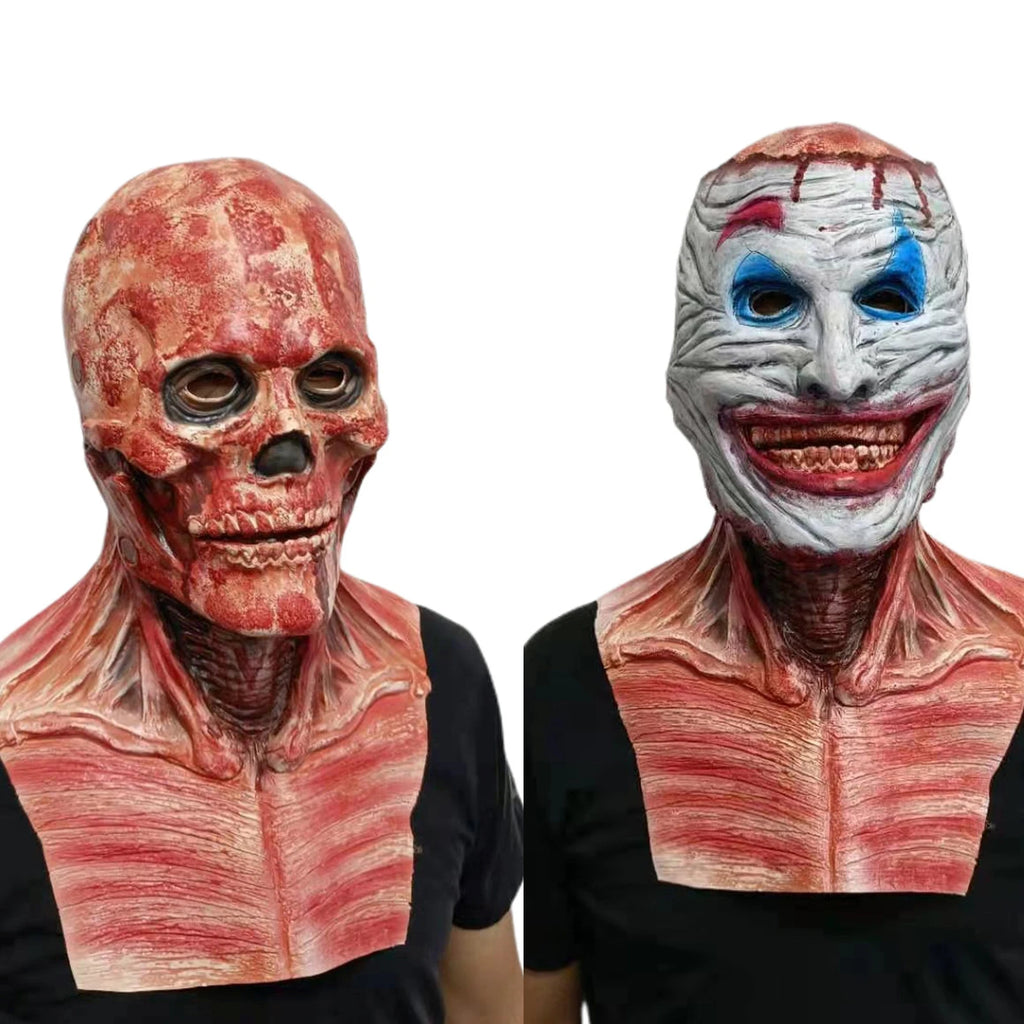 Joker Jack Clown Horror Latex Mask Double Layer Latex Skull Head Mask Movable Mouth Halloween Scary Cosplay Props Qme Halloween Mask