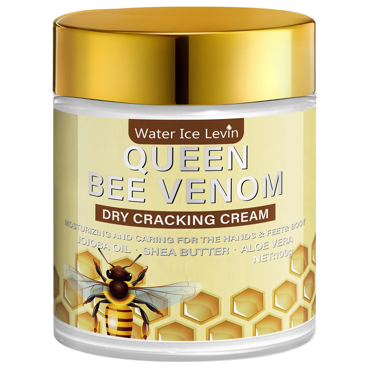 Queen Bee Venom Dry Cracking Cream with Retinol & Niacinamide - Intense Moisturizing for Hands, Feet & Body. Repairs Dry Skin. Qme Gold 100g